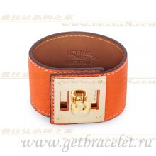 Hermes Kelly Dog Bracelet Orange With Gold